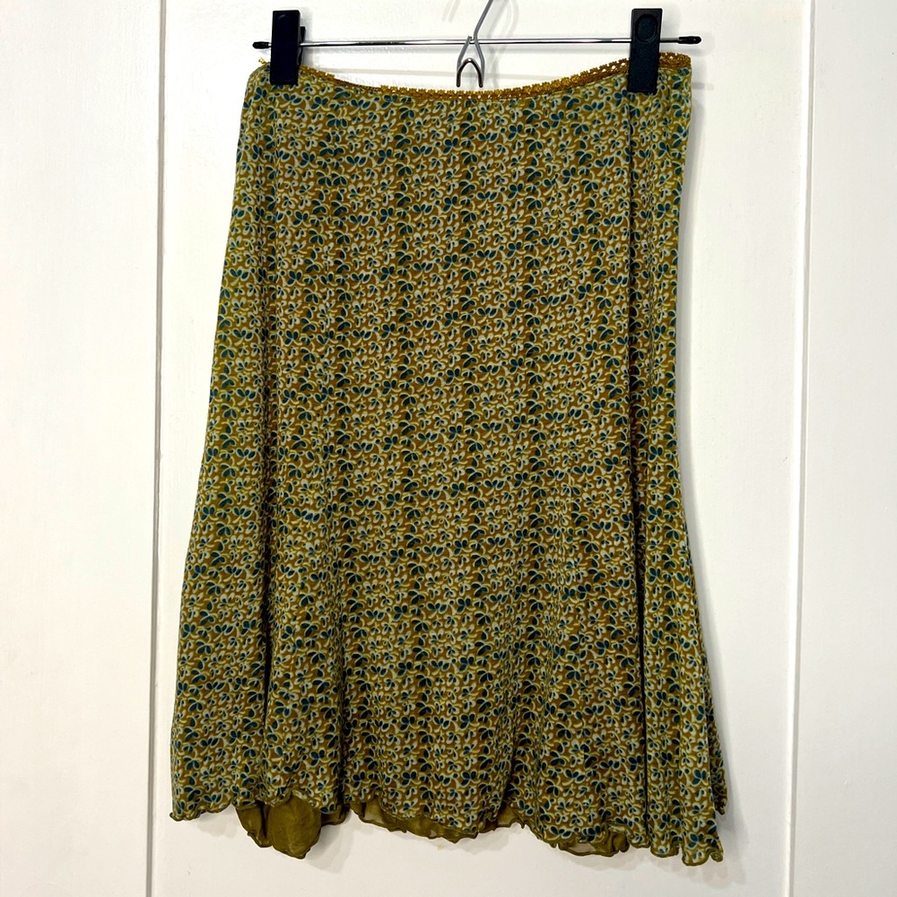 Free People floral skirt with scalloped hem